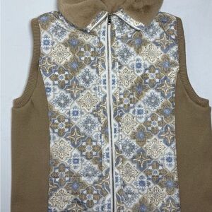 Ruby Rd. Women’s Faux Fur Collar Patterned Puffer Vest Size L